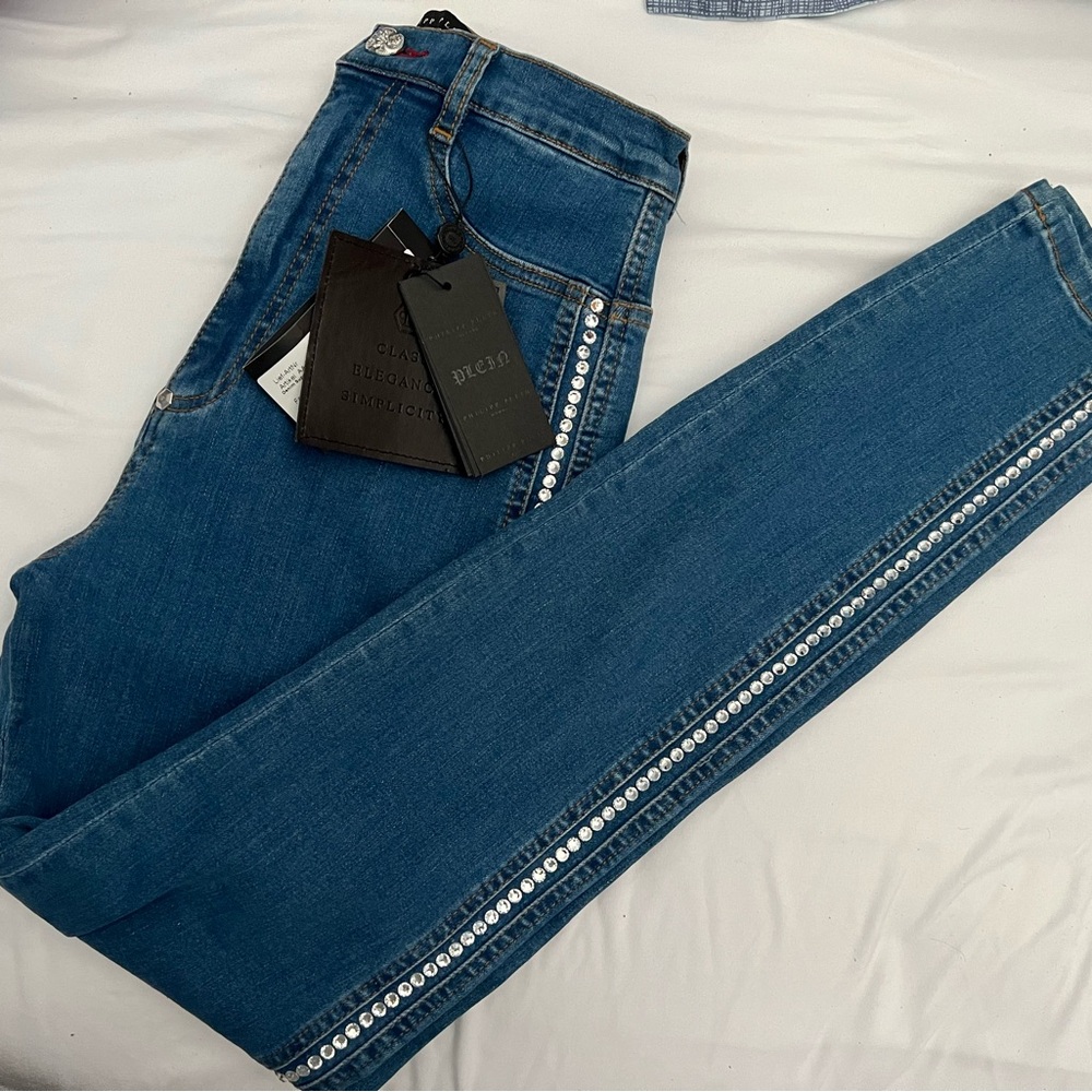 Philipp Plein Denim Super Highwaist Jegging Crystal Crystal